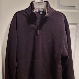 Nautica Men's Black Cotton Quarter Zip Fleece Jacket.
